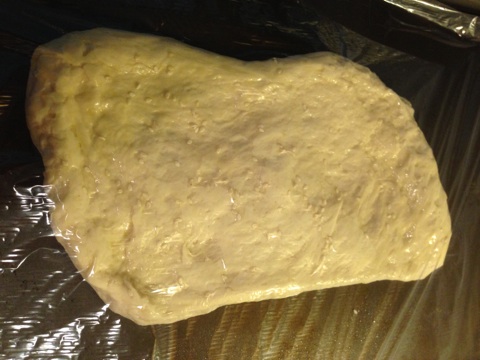 Shape the dough into rectangles (or as close as you can get…), then cover with plastic wrap and let rise a bit longer…