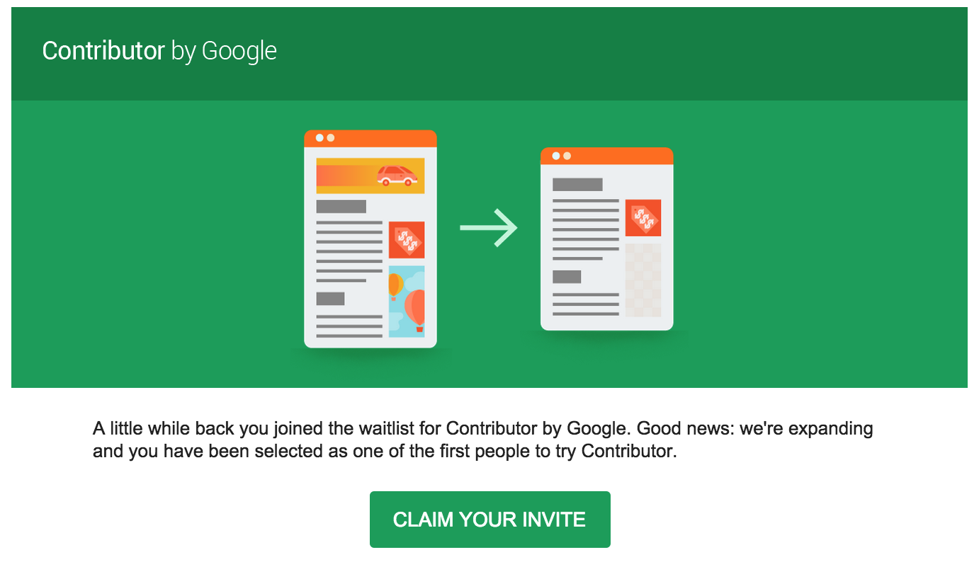 My email invitation to join Google Contributor