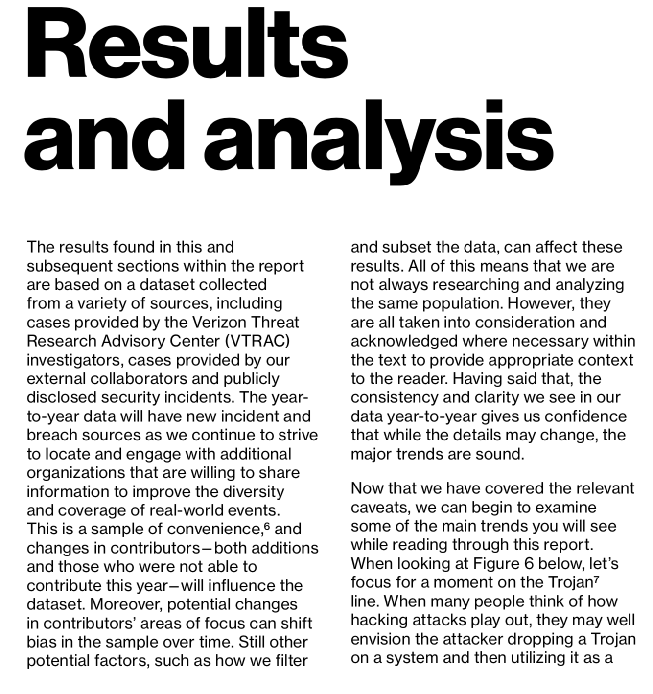 Screenshot of Verizon DBIR results and analysis section of the 2020 DBIR