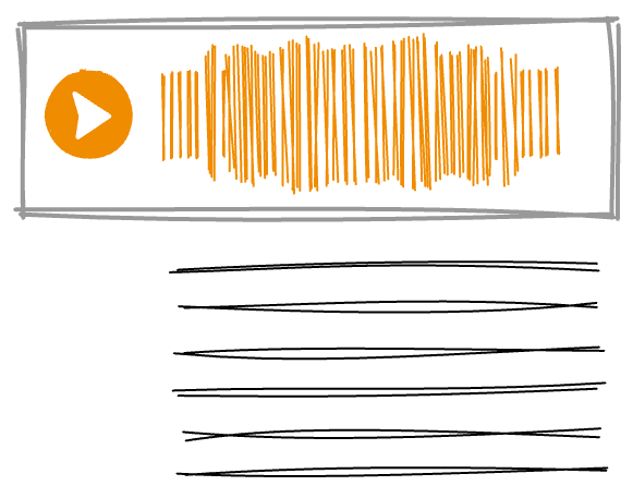 Sketch of a SoundCloud track waveform with a placeholder where the comments are.