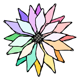 Illustration of a flower with every color of the rainbow in its petals, representing mythic analytics capacity.
